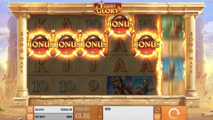 Screenshot videoslot slotmachine Tiger’s Glory