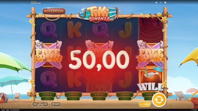 Screenshot videoslot slotmachine Tiki Bonanza