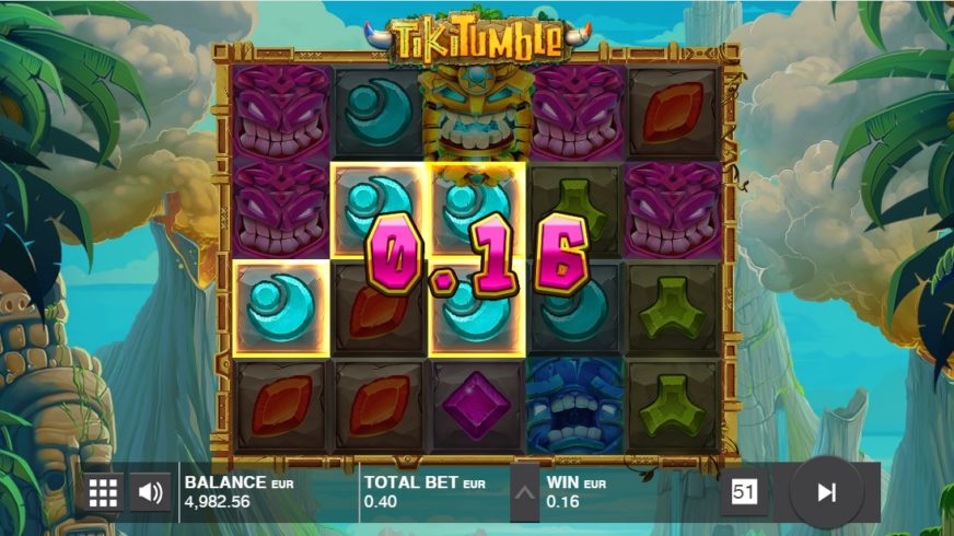 Screenshot videoslot slotmachine Tiki Tumble