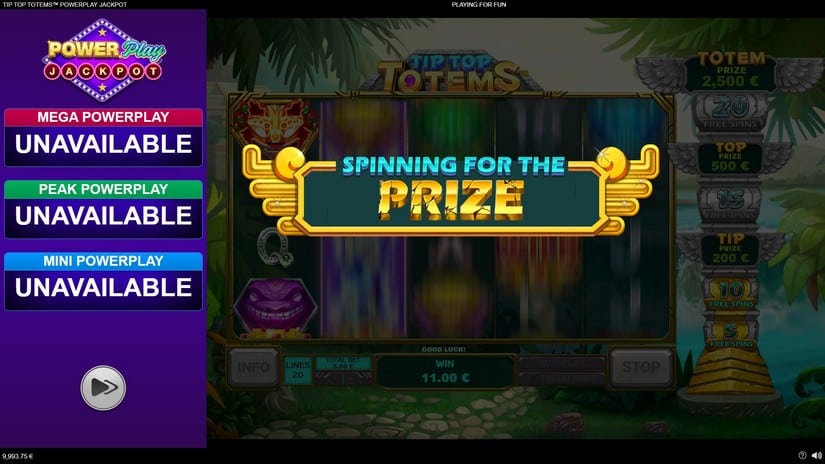 Screenshot videoslot slotmachine Tip Top Totems Power Play