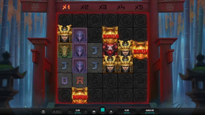 Screenshot videoslot slotmachine Torii Tumble