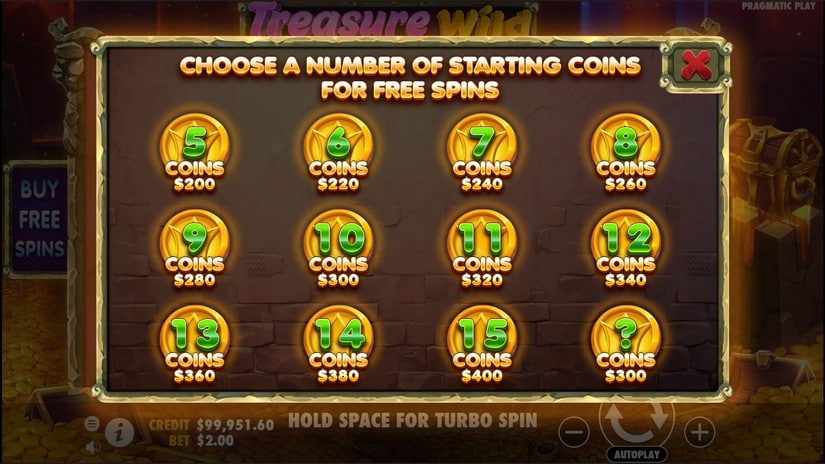 Screenshot videoslot slotmachine Treasure Wild