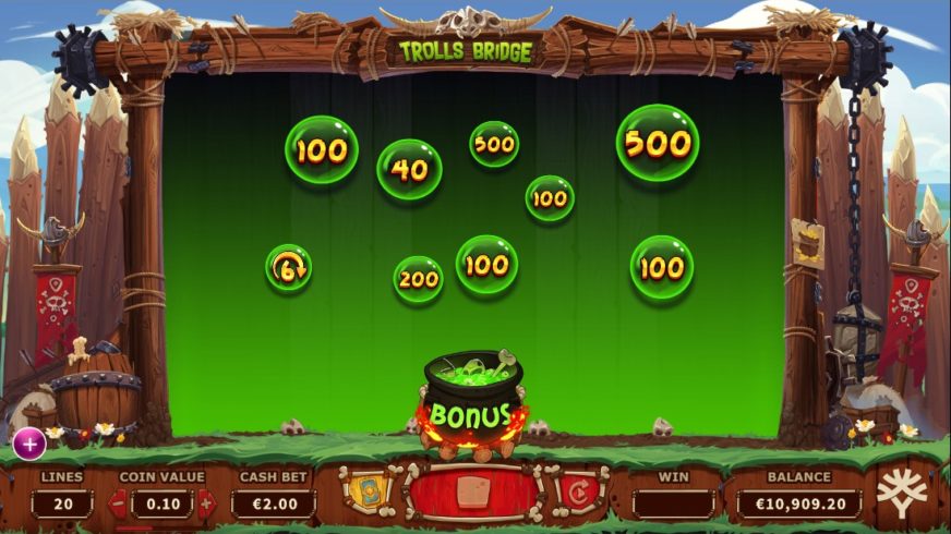 Screenshot videoslot slotmachine Trolls Bridge