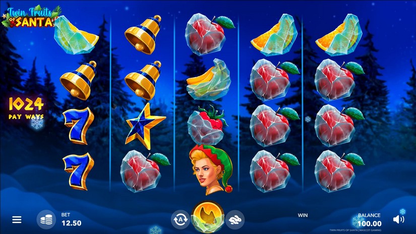 Screenshot videoslot slotmachine Twin Fruits of Santa