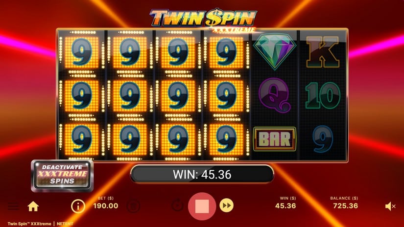 Screenshot videoslot slotmachine Twin Spin™ XXXtreme