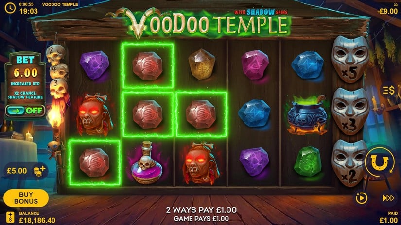 Screenshot videoslot slotmachine Voodoo Temple