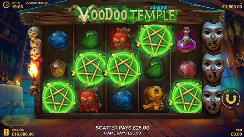 Screenshot videoslot slotmachine Voodoo Temple