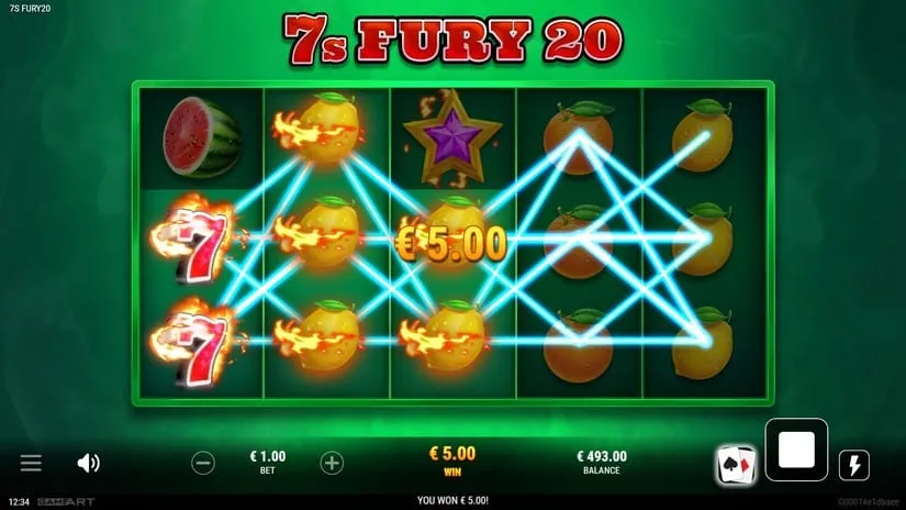 Screenshot videoslot slotmachine 7s Fury 20