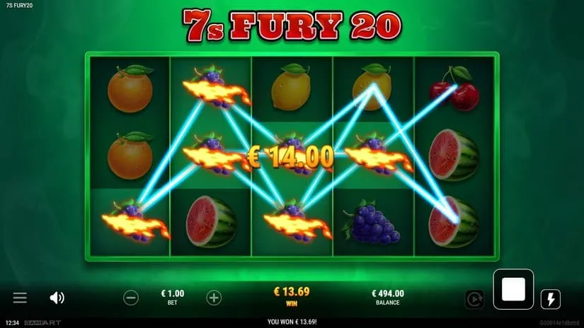 Screenshot videoslot slotmachine 7s Fury 20