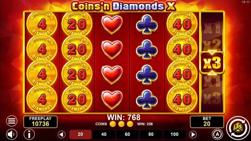 Screenshot videoslot slotmachine Coins’n Diamonds X