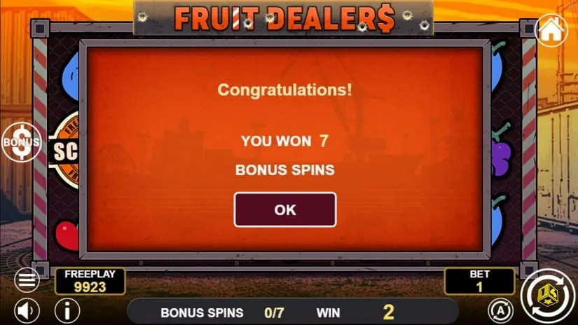 Screenshot videoslot slotmachine Fruit Dealers