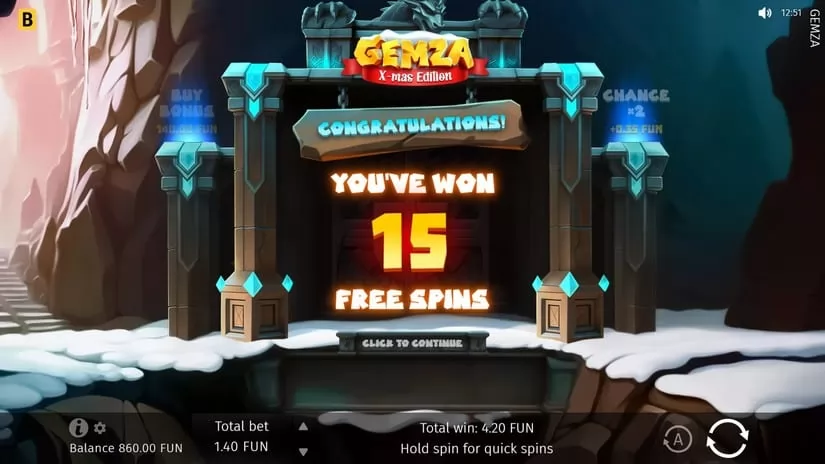 Screenshot videoslot slotmachine Gemza