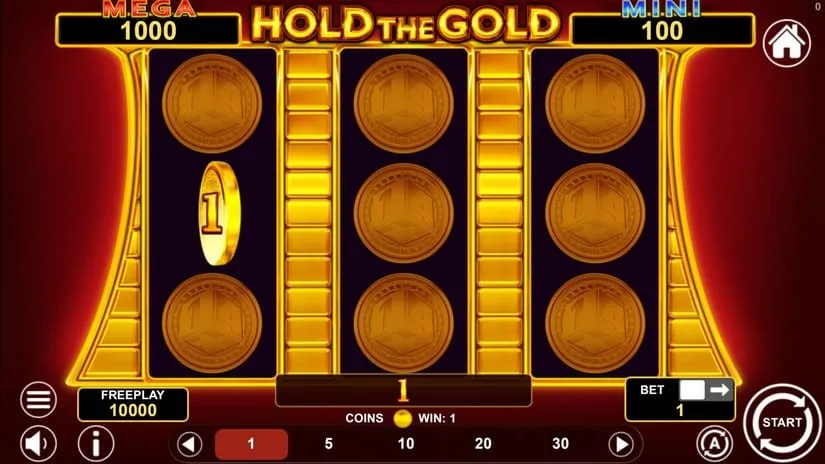 Screenshot videoslot slotmachine Hold The Gold