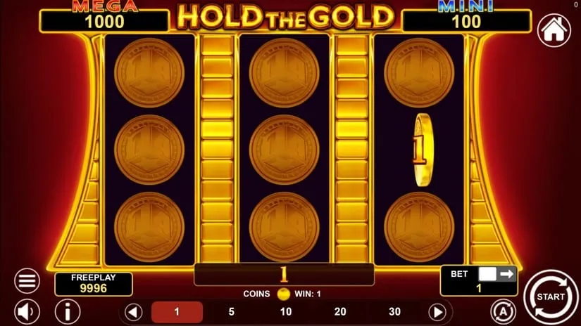 Screenshot videoslot slotmachine Hold The Gold