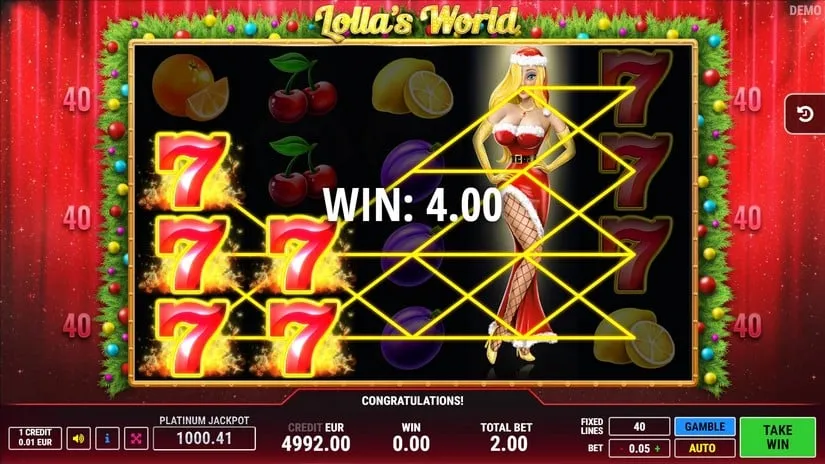 Screenshot videoslot slotmachine Lollas World Christmas