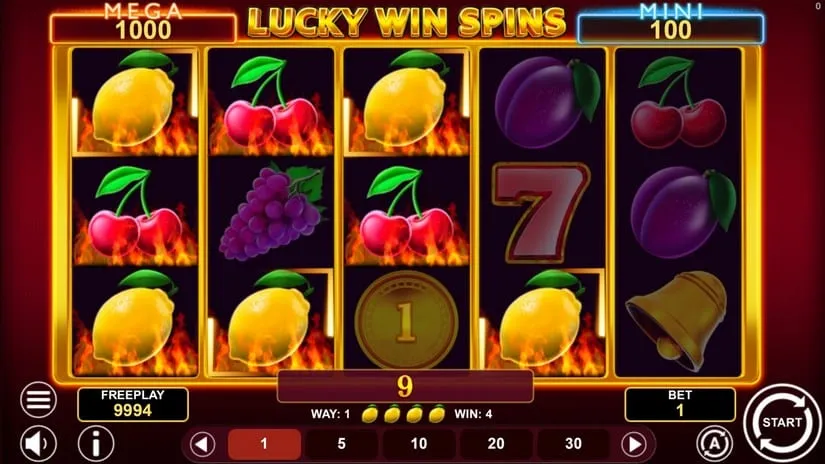 Screenshot videoslot slotmachine Lucky Win Spins