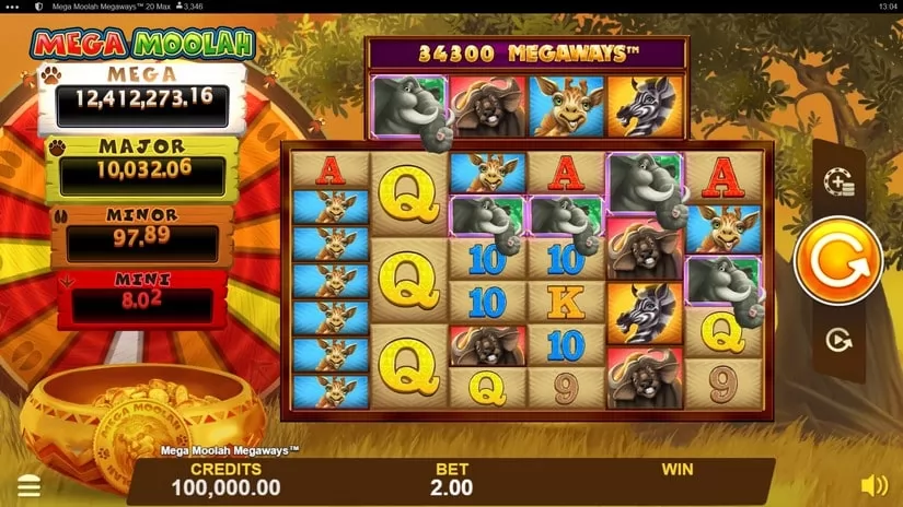 Screenshot videoslot Mega Moolah Megaways