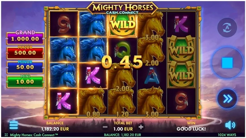 Screenshot videoslot slotmachine Mighty Horses Cash Connect