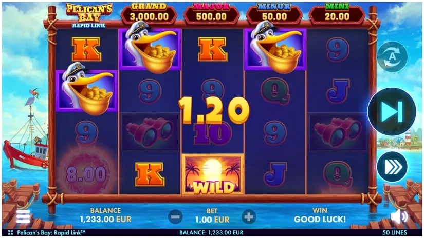 Screenshot videoslot slotmachine Pelican’s Bay: Rapid Link