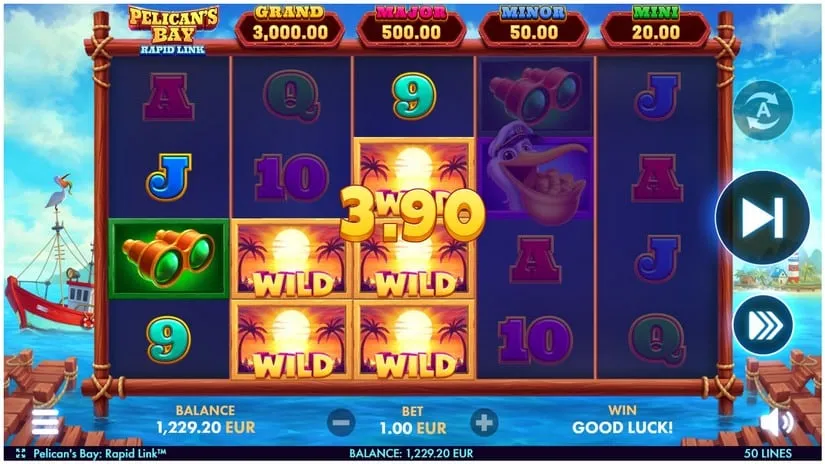 Screenshot videoslot slotmachine Pelican’s Bay: Rapid Link