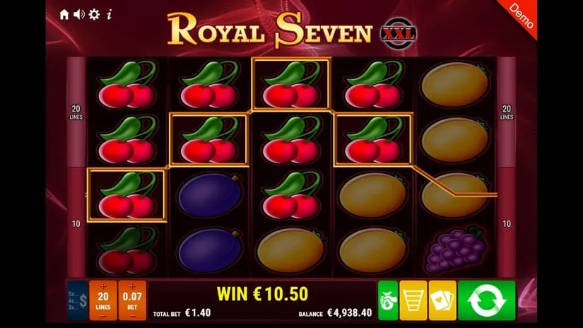 Screenshot videoslot slotmachine Royal Seven XXL