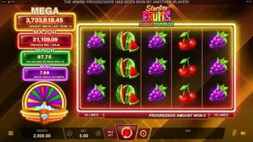 Starlite Fruits Mega Moolah review