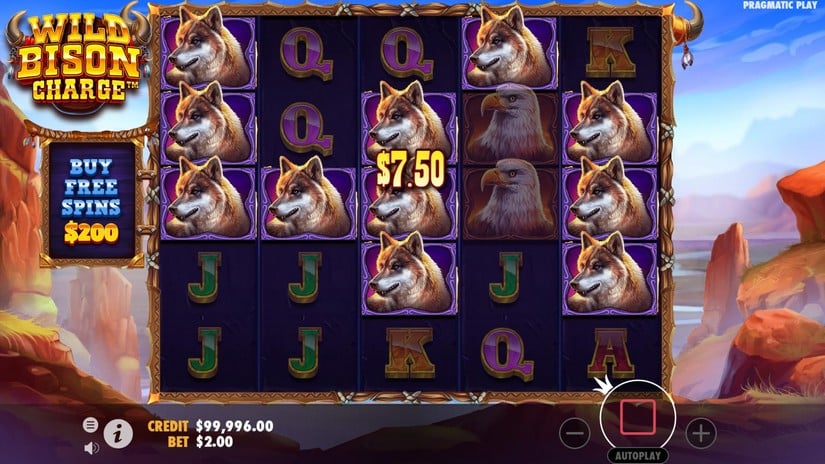 Screenshot videoslot slotmachine Wild Bison Charge