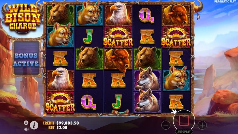 Screenshot videoslot slotmachine Wild Bison Charge