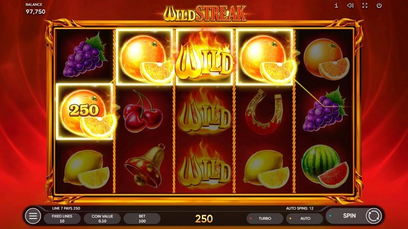 Screenshot videoslot slotmachine Wild Streak