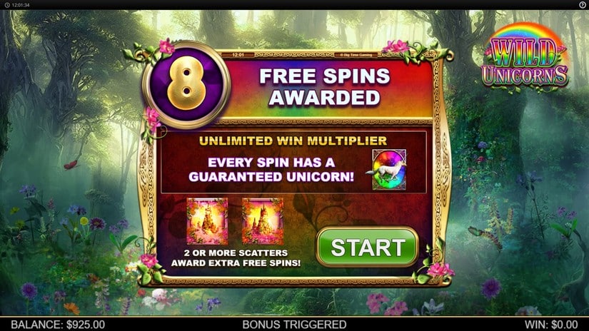 Screenshot videoslot slotmachine Wild Unicorns