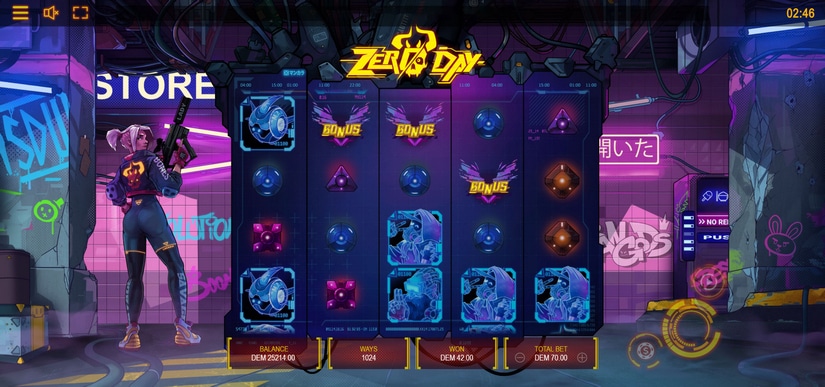 Screenshot videoslot slotmachine Zero Day