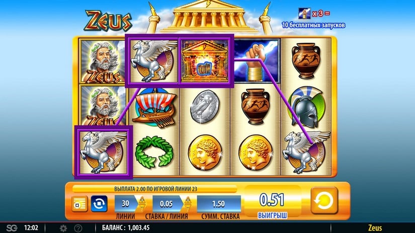 Screenshot videoslot slotmachine Zeus